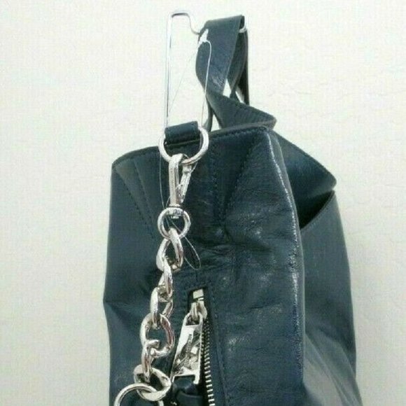 MICHAEL KORS DEVON TEAL LUX SILVER CALF LEATHER LARGE SHOULDER TOTE BAG NWT! - Picture 4 of 8